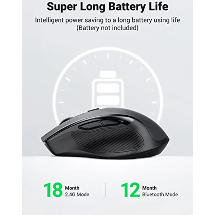 Ugreen Wireless mouse 2.4 GHz&BT (black) (Kabellos), Maus, Schwarz – Bild 7