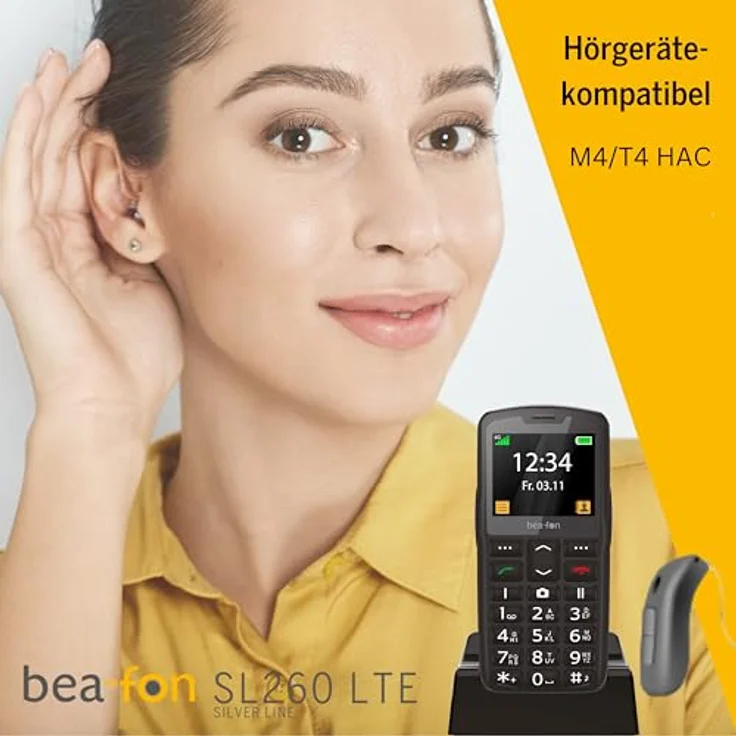 Beafon SL260 LTE 4G Silverline Seniorenhandy mit SOS Notruftaste, Hörgerätekompatibel, M4/T4, Lichtsignal, 2,2" Display – Bild 3