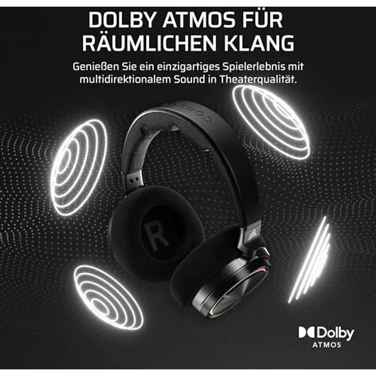 Corsair Virtuoso MAX Wireless Gaming-Headset mit Bluetooth – Dolby Atmos, SoundID, Aktive Geräuschunterdrückung, Mikrofon in Rundfunkqualität, Graphene-Treiber, für PC, Mac, PS5, PS4 – Kohlenstoff – Bild 4