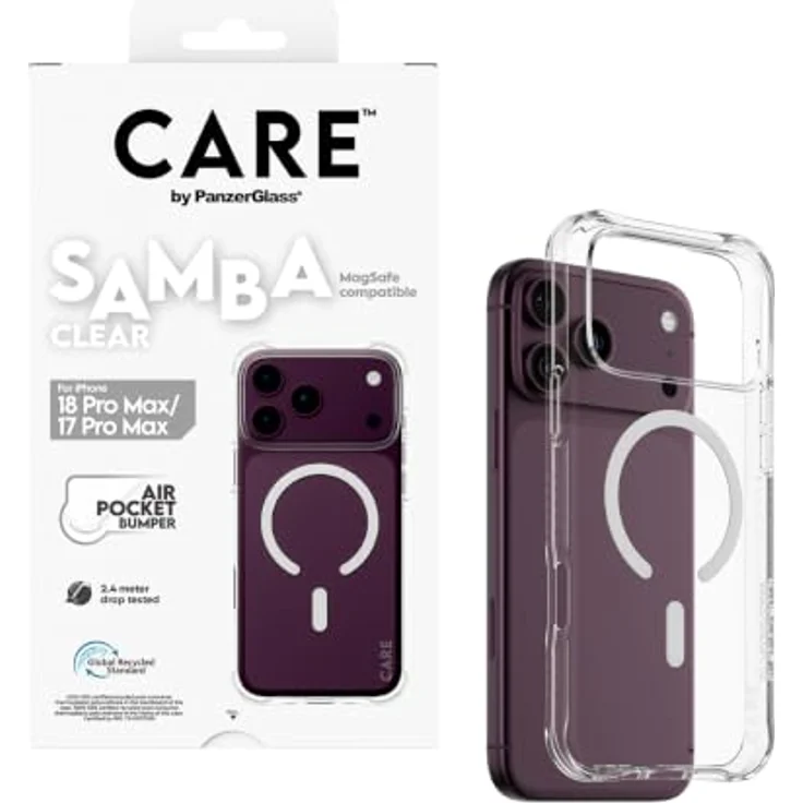 CARE by PanzerGlass Samba Case Transparent mit White MagSafe für Apple iPhone 18 Pro Max | 17 Pro Max, Stoßfest und Kratzfest – Bild 5