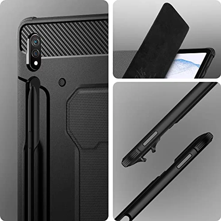 Spigen Rugged Armor Pro (Galaxy Tab S7+), Tablet Hülle, Schwarz - Rundum-Schutz mit integrierten Luftpolstern – Bild 3