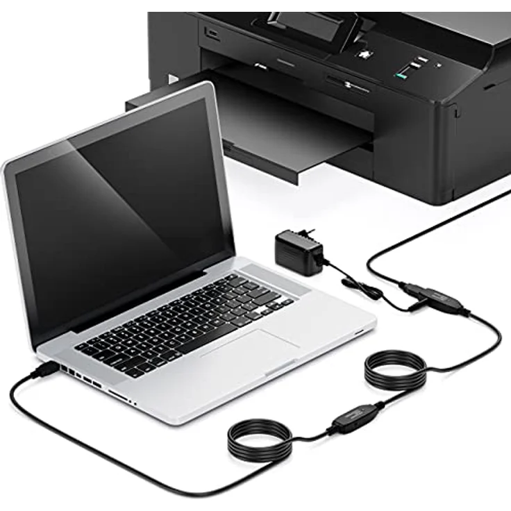 deleyCON 10m Aktives USB 3.0 Kabel, USB3.0 Repeater mit 2 Signalverstärkern und Netzteil, Plug & Play, Schwarz – Bild 5