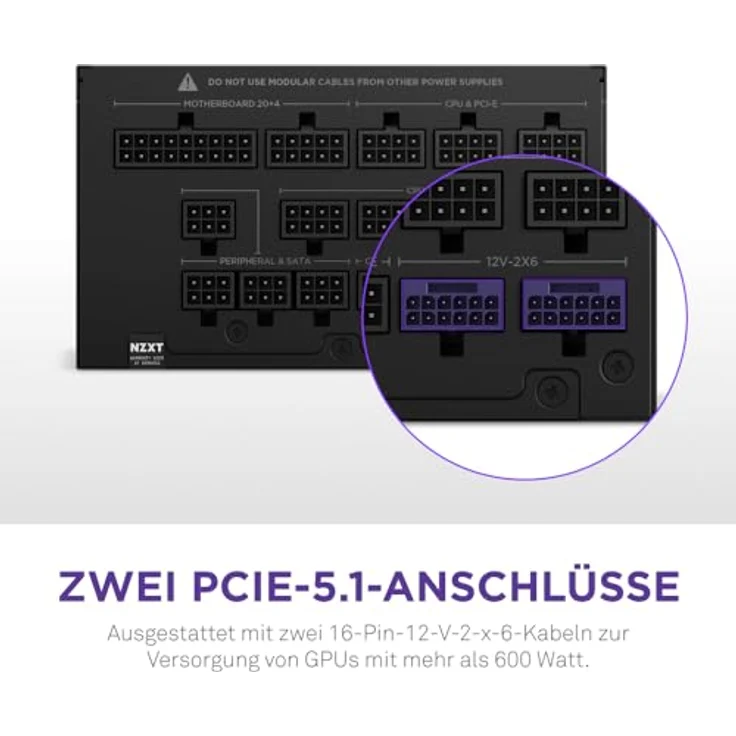 NZXT C1500 Platinum ATX 3.1 Gaming-Netzteil, 1500 Watt, Schwarz, 80 PLUS Platin, Modulares Design, Zero-Fan-Modus – Bild 3