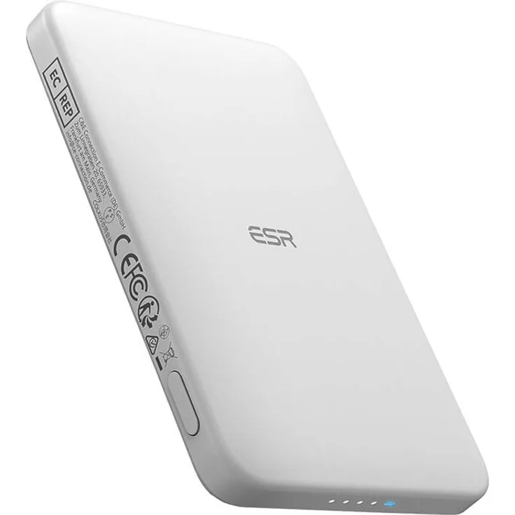 ESR Qi2 MagSlim 5000 mAh, Magnetische Powerbank mit 15 W Ladeleistung, Weiß