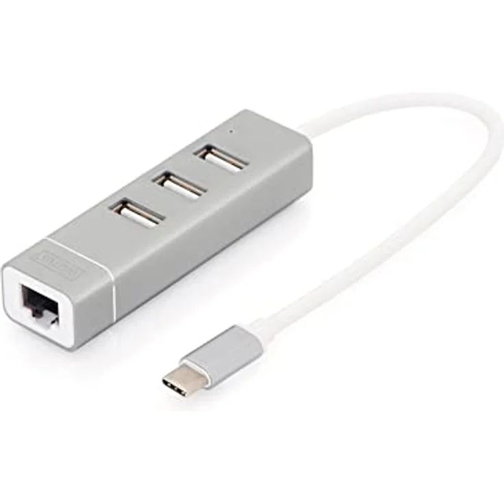 DIGITUS USB 2.0 Typ-C 3-Port Hub & Fast Ethernet LAN Adapter, 3X USB A-F, 1x RJ45 LAN, Chipset FE1.1S-RTL8152B – Bild 2
