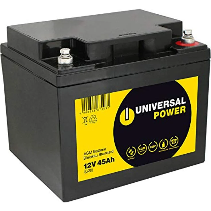 Universal Power AGM UPS12-45, 12V 45Ah wartungsfreier AGM Akku für USV-Anlagen und Notstromversorgung – Bild 1