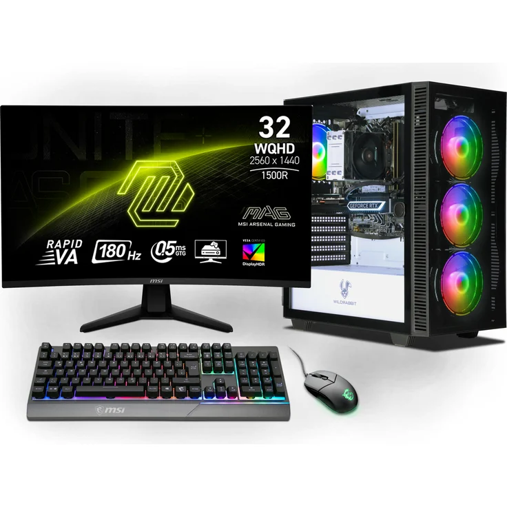 Ankermann Aero Gaming Bundle, Intel Core i7-13700F, Nvidia GeForce RTX 5070 12GB, 32GB DDR5 RAM, 1TB NVMe SSD, 32 Zoll Curved WQHD Monitor, Windows 11, WLAN & Bluetooth, MSI VIGOR GK30 Combo, Libre Office