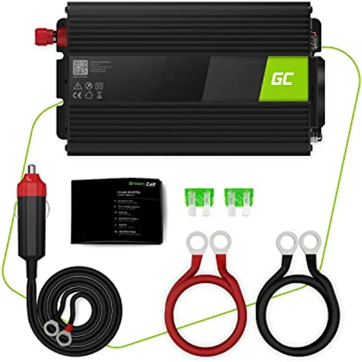 Green Cell INV03DE, Wechselrichter DC 12V - 500 Watt, Schwarz – Bild 7