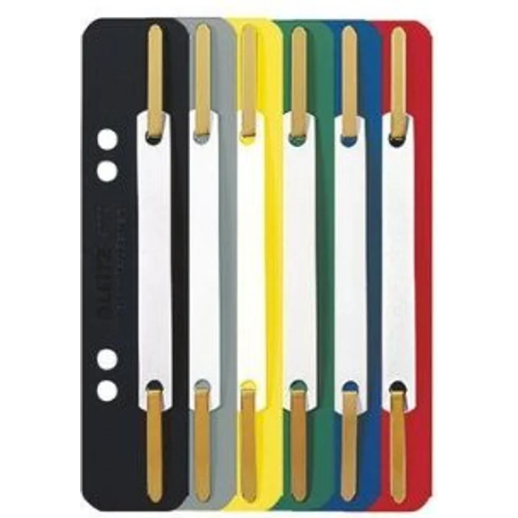 Leitz Heftstreifen, 35 x 158 mm, Colorspankarton, sortiert in Gelb, Rot, Blau, Grün und Grau, 320 g/qm, Lochung 60-80 mm, selbstklebend, 50 Stück – Bild 2