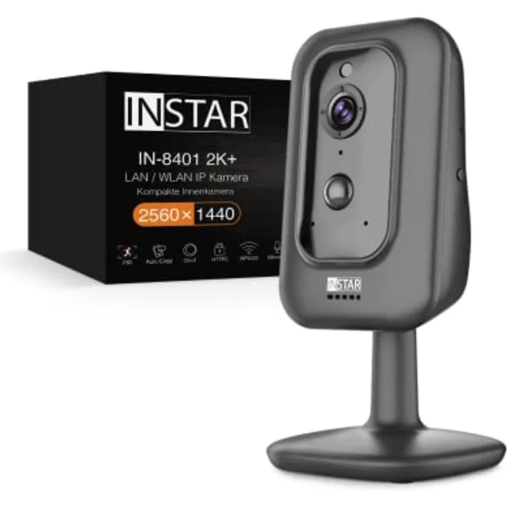 INSTAR IN-8401 2K+ schwarz - LAN/WLAN Überwachungskamera mit KI (AI) - IP Kamera - WPA3-2,4 und 5Ghz WiFi - 2-Wege Audio - PIR - Wärmesensor - Nachtsicht - 940nm unsichtbare LEDs - HomeKit - MQTT