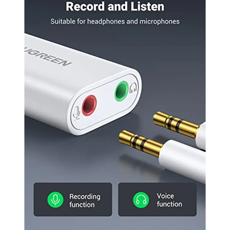 UGREEN Externe USB Soundkarte für Computer, PS5, PS4, USB Audio Stereo Adapter External Sound Card (Weiß) – Bild 4