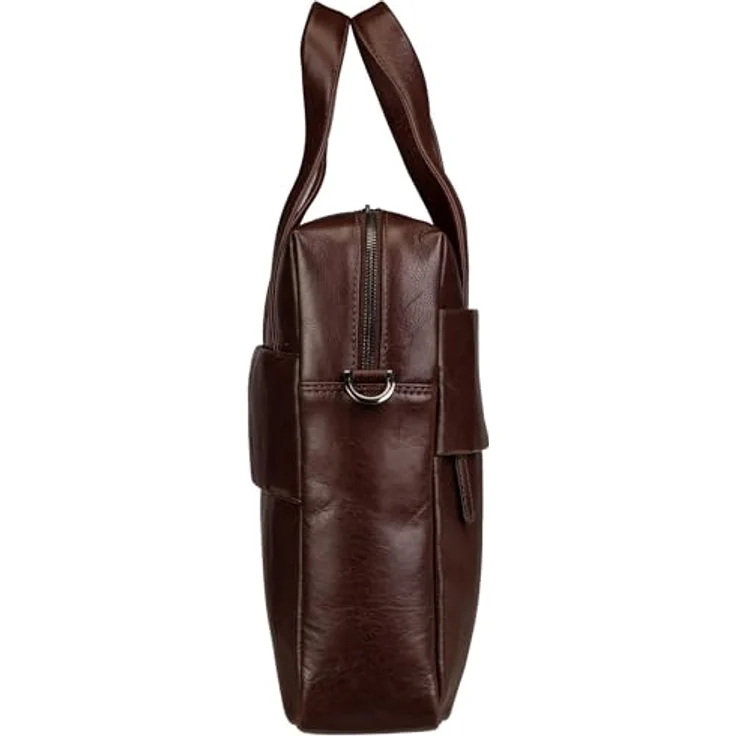 Braun Büffel Arezzo, Notebooktasche aus vegetabil gegerbtem Rindleder, 17 Zoll, braun – Bild 3
