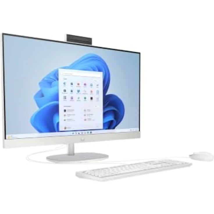 HP 27-cr0401ng All-in-One-PC, 27 Zoll FHD, Intel Core i3, 8 GB RAM, 256 GB SSD, Windows 11 Home, Muschelweiß – Bild 4