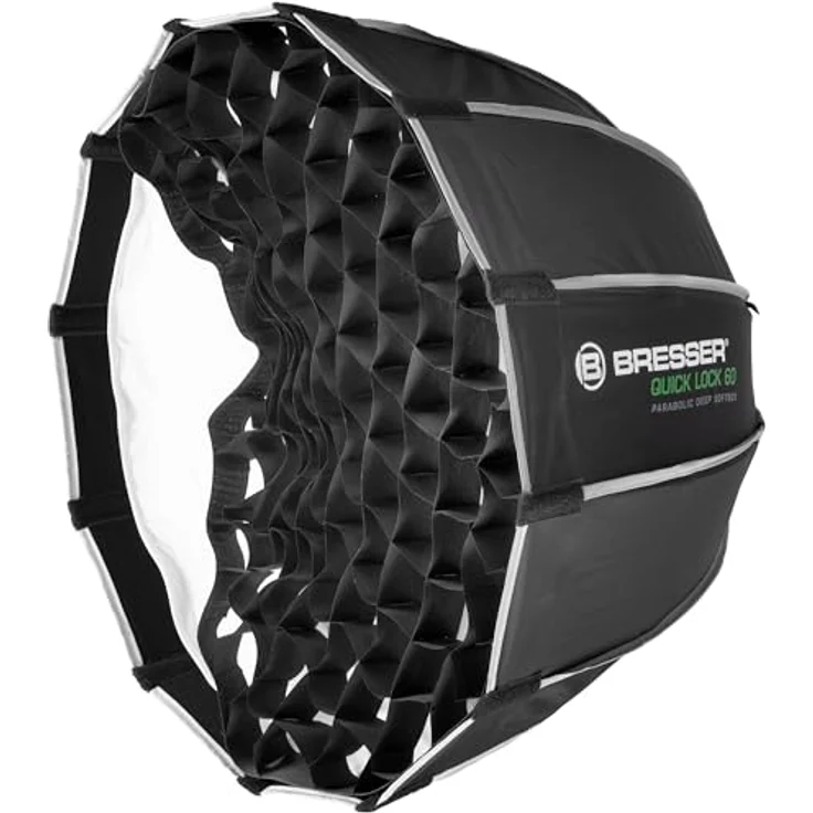 Bresser Parabol Softbox 60 cm, Quick Lock System, Bowens-Anschluss, Innen- und Außendiffusor, Wabengitter für Porträt- und Produktfotografie – Bild 2