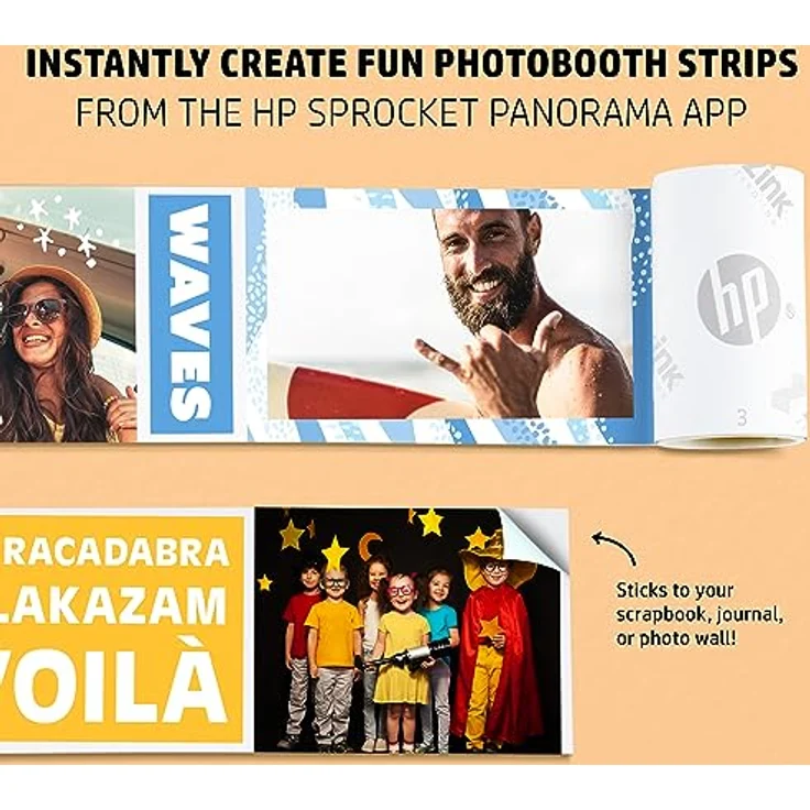 HP Sprocket Panorama Instant- Tragbarer Farbetiketten- und Fotodrucker (Grau) - Personalisieren Sie Drucke im Format 2 x 0,5 bis 9 Zoll auf Papier mit Selbstklebender Zinkrückseite – Bild 3