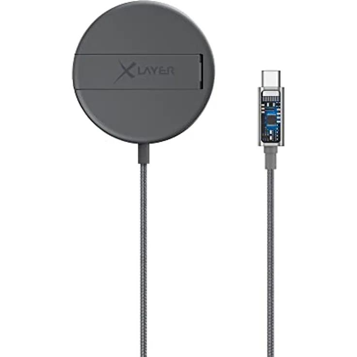 XLayer MagFix Pro Wireless Charging Stand magnetisch 15W Space Grey - aufstellbares USB-C Kabellos Schnellladegerät Induktive kompatibel mit iPhone 12/13/14
