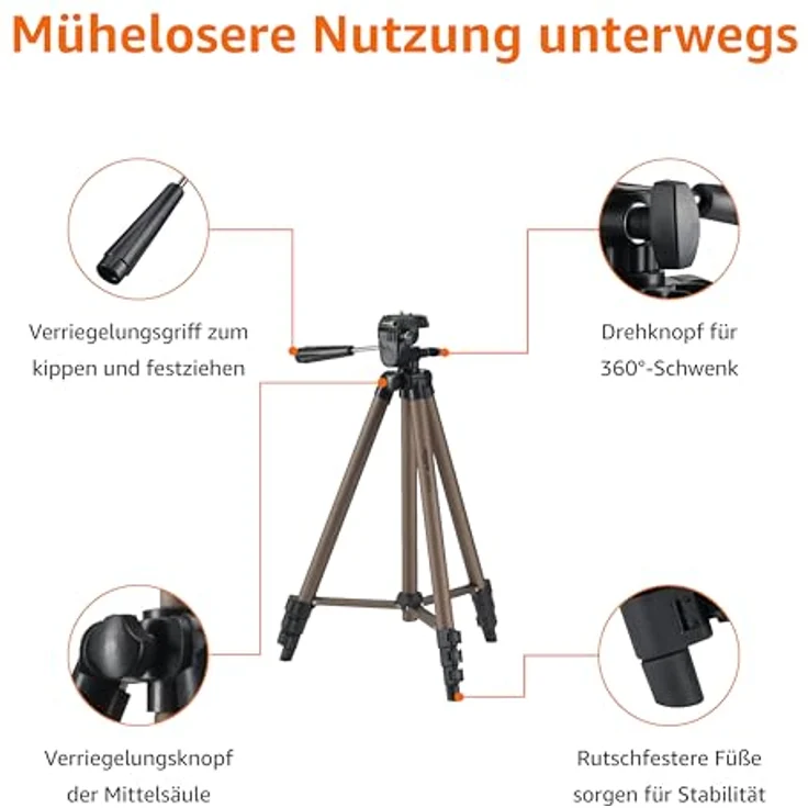 AmazonBasics ? Leichtes Kamera-Dreibeinstativ mit Tasche, 41,91?127 cm – Bild 3