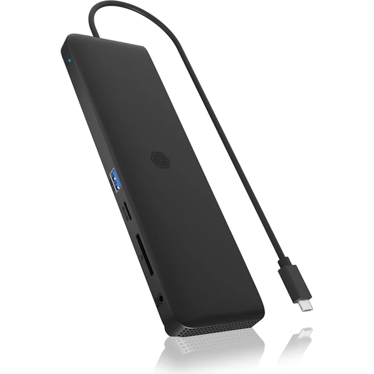 ICY BOX 11-in-1 Mobile DockingStation mit dreifacher Videoausgabe - USB 3.2 Gen 1 Type-C - 100 W - 10,100,1000 Mbit/s - Schwarz - MicroSD (TransFlash) - SD