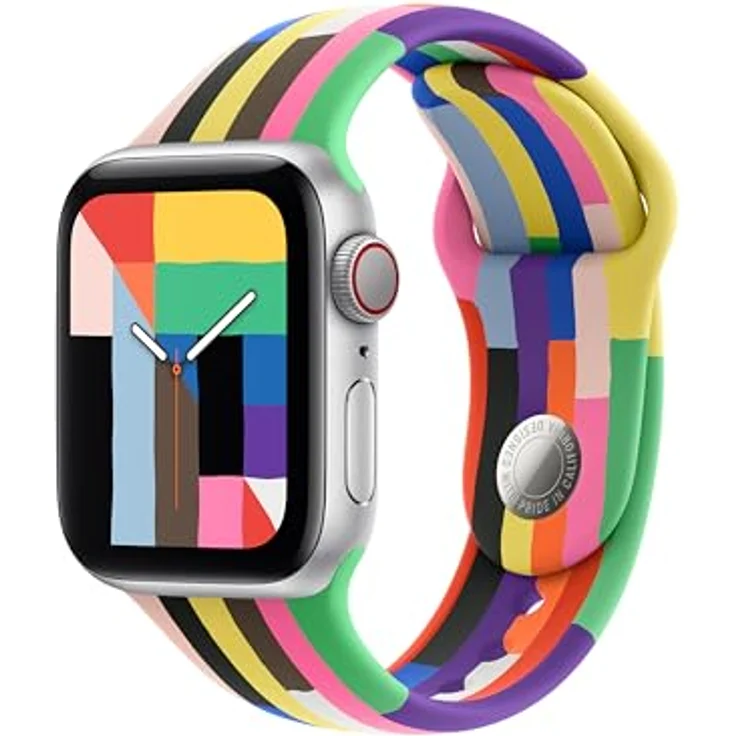 Apple Watch Band - Sportarmband 40 mm - Pride Edition M/L - farbige Streifen aus Fluorelastomer mit innovativem Pin-Verschluss – Bild 2