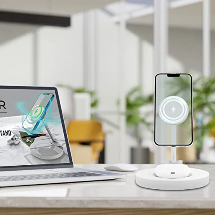 FOREVER Induktive 2-in-1-Ladegerät MagSecure 15W + 5W, Dockingstation für iPhone, Samsung, Huawei und Zubehör in Weiß - Preisvergleich – Bild 3