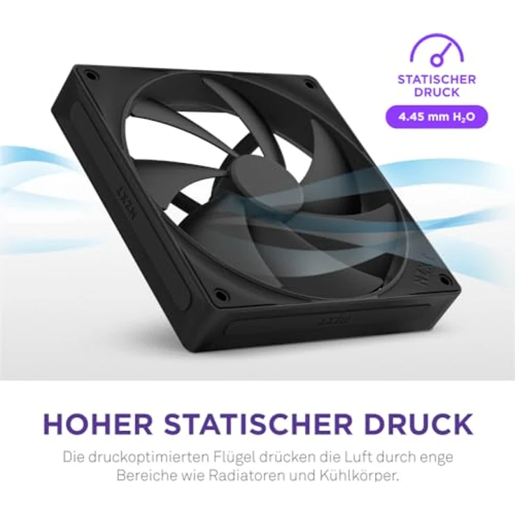NZXT F140P V2 PWM Lüfter, 140mm, hoher Luftdruck für Radiatoren, leiser Betrieb, schwarzes Design – Bild 2