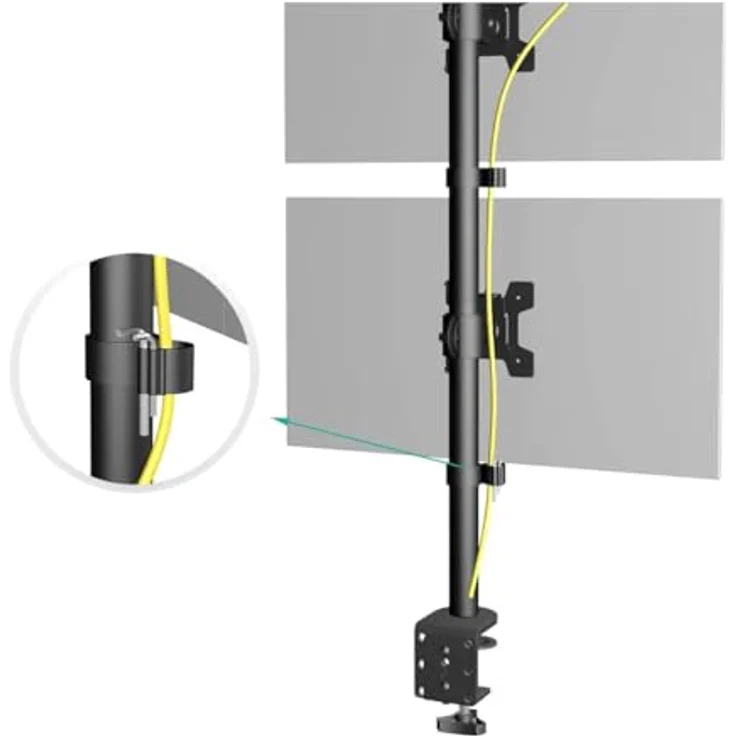 Maclean MC-966 Vertikale Doppelmonitorhalterung für 13-27" Zoll OLED QLED LCD und LED Monitore bis 9kg, schwenkbar, neigbar, drehbar, VESA 75x75 100x100, schwarz – Bild 3