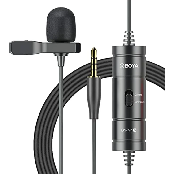 BOYA BY-M1S, Professionelles Omnidirektionales Lavaliermikrofon mit 6 m Kabel für iPhone, Android, DSLR und Camcorder – Bild 1