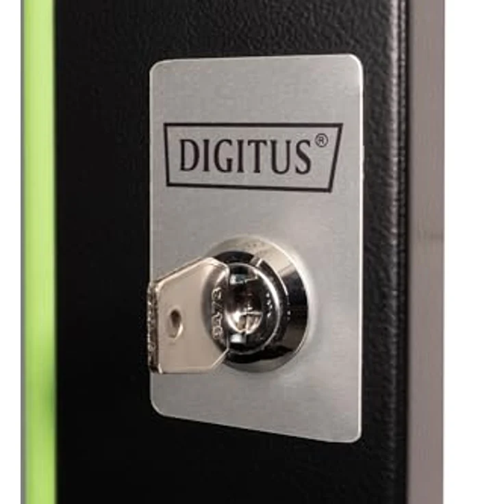 DIGITUS Glas-Ersatztür für Unique Netzwerkschrank, 20 HE, Sicherheitsglas mit Schloss und Schlüssel, Schwarz – Bild 3