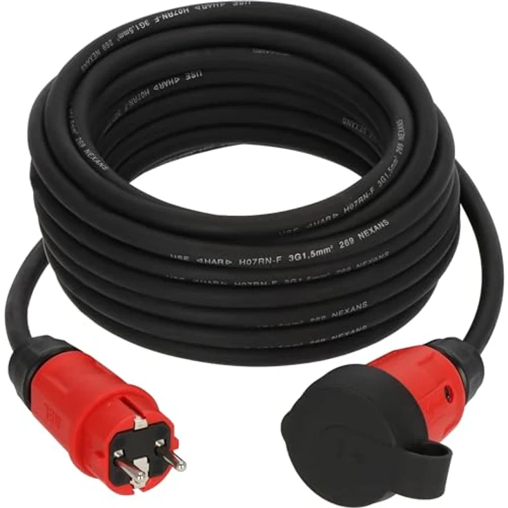 Brennenstuhl Verlängerungskabel 9161100110, robustes 10 m H07RN-F Stromkabel, 16 A, schwarz-rot, IP44, für Außenbereich – Bild 2