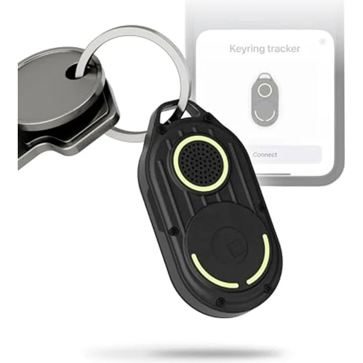Rolling Square AirNotch Pro, Bluetooth Tracker mit Apple Find My Kompatibilität, 360° Sound, Austauschbare Batterien, Wasserdicht, Leuchtend, Schwarz
