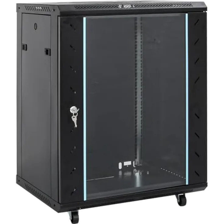 vidaXL Netzwerkschrank, Schwarz, 60 x 60 x 80 cm, aus Stahl, mit Speicher