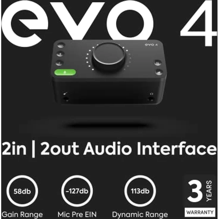 EVO 4 USB Audio Interface sound card for music production (2 in - 2 out USB audio-interface, 48 Volt phantom power, 2 microphone preamps, etc.) - Preisvergleich – Bild 3