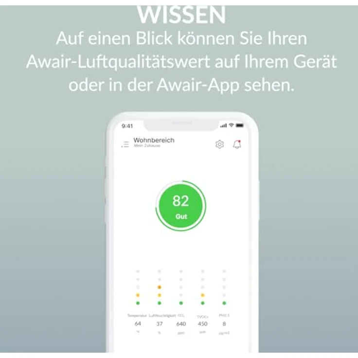 AWAIR Element Luftqualität Messgerät, CO2 Sensor, VOC Messgerät, Raumluft Monitor, Smarter Luftqualitätsmonitor für Zuhause, Feinstaub- und Schadstoffmessgerät, weiß – Bild 2
