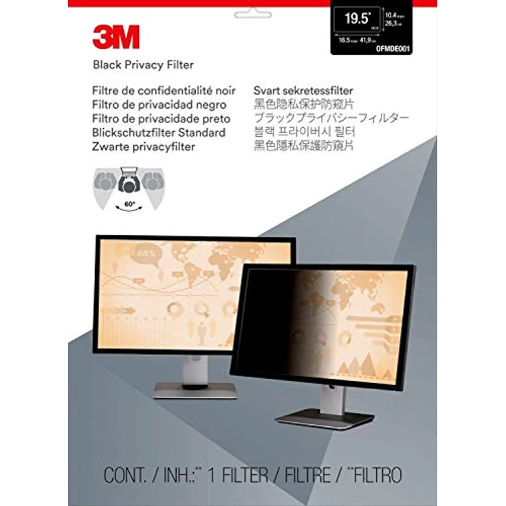 3M Blickschutzfilter für Bildschirme, 49.5 cm (19.5") - Schwarz, ergonomisches Design – Bild 2