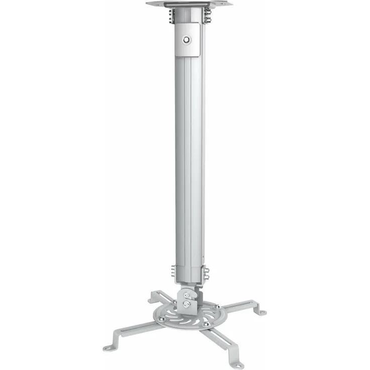 FONESTAR Projektor-Deckenhalterung SPR-567P, verstellbar und ausziehbar, silber, 360° drehbar, geeignet für schräge Decken, max. Traglast 13,5 kg