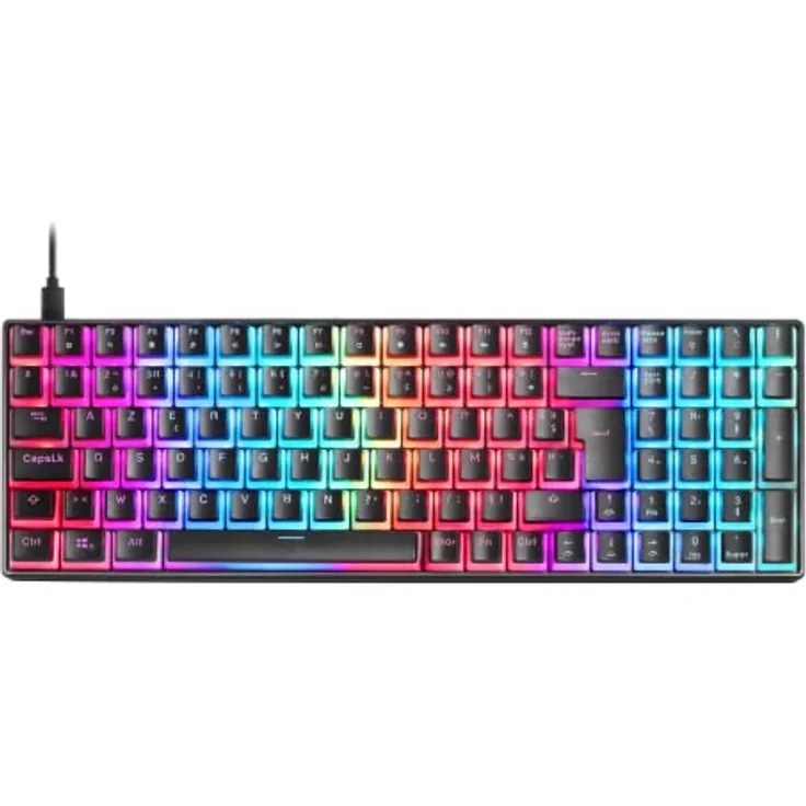 Mars Gaming MKULTRA, Mechanische Tastatur Schwarz RGB, Kompakt 96%, Schalter Outemu SQ Blau, Französische Sprache