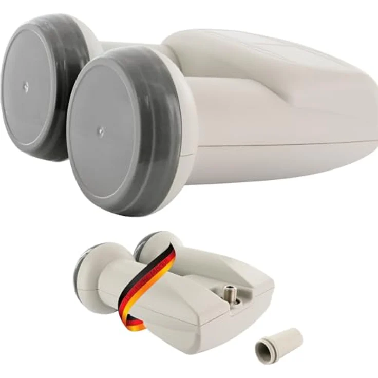 SCHWAIGER 5071 Monoblock Single LNB, 1-Teilnehmer Low Noise Blockconverter mit Wetterschutz und vergoldeten Anschlüssen, hellgrau – Bild 1