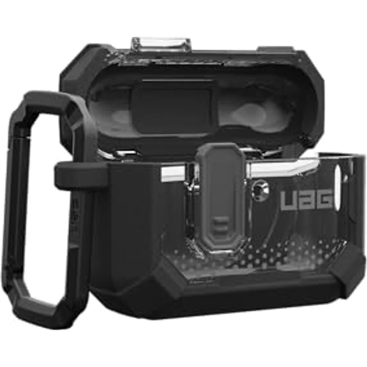 UAG Plasma Kopfhörertasche + Schutzhülle, Transparent, Schwarz, robustes PC- und TPU-Material, verstärkter Eckenschutz, abnehmbarer Karabiner-Clip – Bild 7
