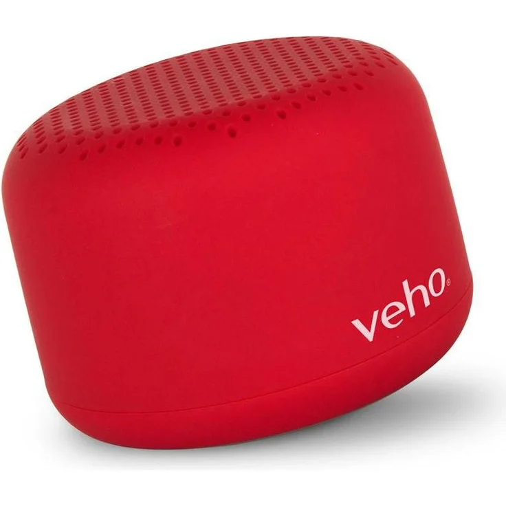 Veho M3 Tragbarer Mono-Lautsprecher, Bluetooth 5.0, Rot, integrierter Akku, kompakte Größe 80x80x50 mm