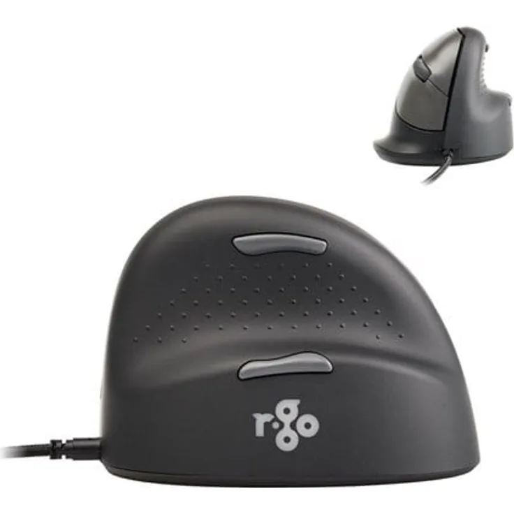 R-Go Tools R-Go HE Break, Vertikale ergonomische Maus für Rechtshänder, Grau, 5 Tasten, kabelgebunden, USB-C