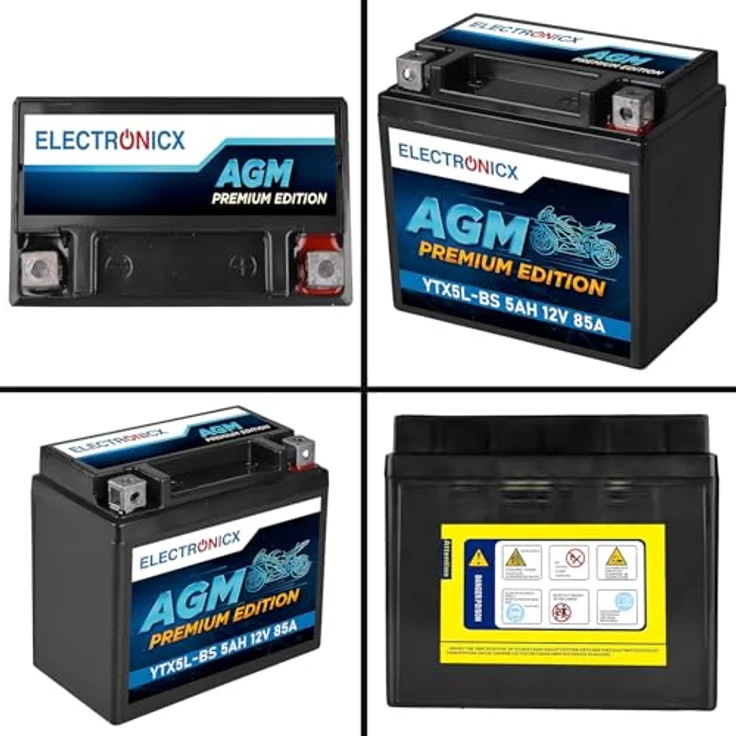 Electronicx AGM YTX5L-BS Motorradbatterie 5Ah 12V - wartungsfrei, rüttelfest, auslaufsicher für Motorrad, Roller und Quad – Bild 9