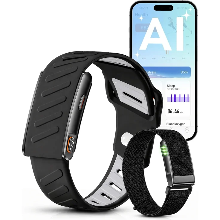 RUHE Fitness Armband ohne Display, Metallgehäuse, 35 Tage Akku, 120+ Sportmodi, IP68 wasserfest