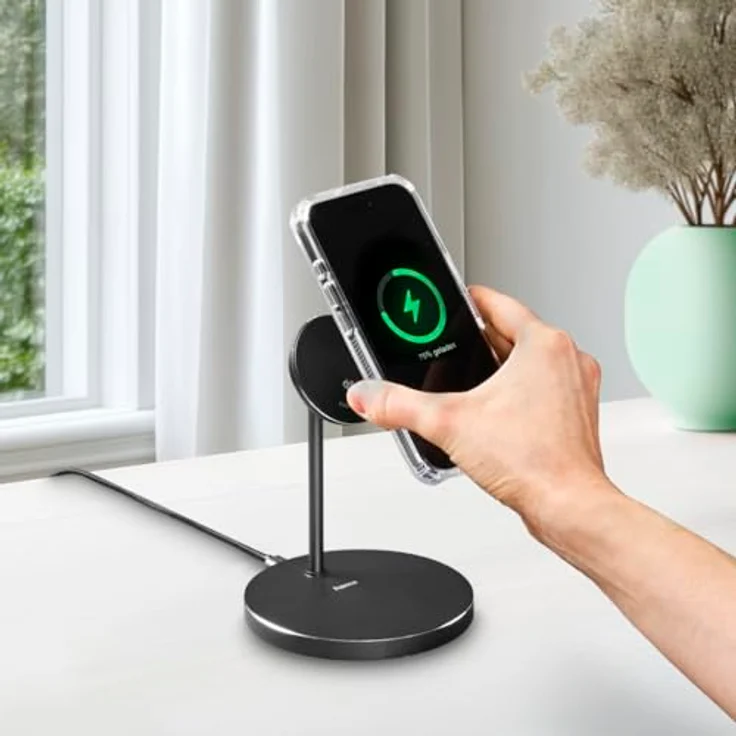 Hama Induktive Ladestation 15 W, Qi2-zertifiziert, magnetischer Wireless Charger, kompatibel mit MagSafe, 2in1 Schnellladegerät für mehrere Geräte, schwarz/anthrazit – Bild 4