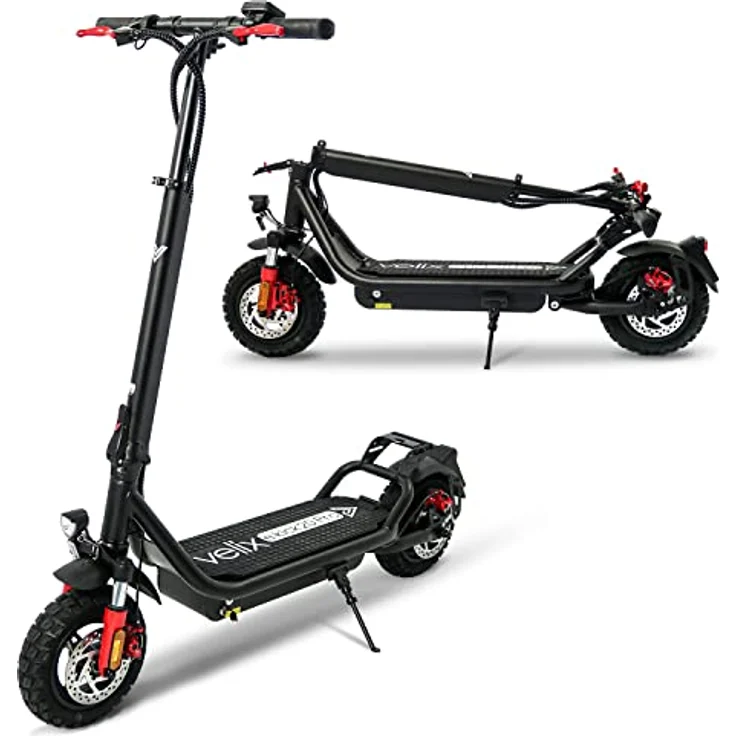 velix E-Kick 20 Pro E-Scooter mit ABE Straßenzulassung - Elektroroller 60km Reichweite 10" Luftreifen für Erwachsene bis 120 kg - wechselbarer Akku - verstellbare Lenkerhöhe Vollfederung LED-Licht – Bild 1