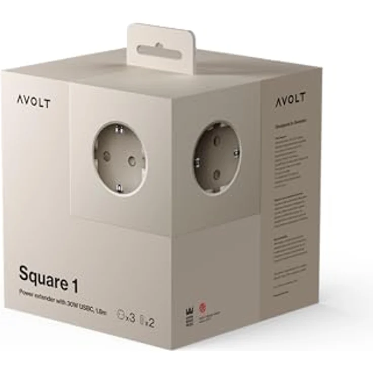 AVOLT Square 1 USB-C & Magnet Mehrfachsteckdose 5-fach (USB-Anschlüsse) - Grau – Bild 2