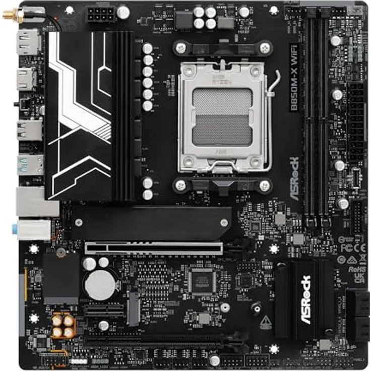 ASRock B850m-x Wifi R2, Micro-ATX Mainboard für AMD Ryzen, 128 GB DDR5-SDRAM, WLAN 6E, HDMI 2.1, Schwarz – Bild 2