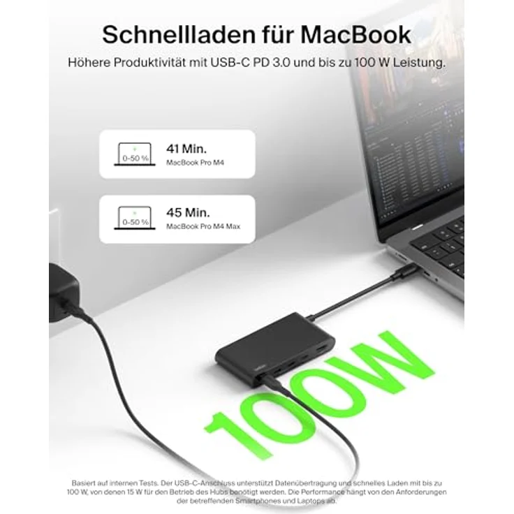 Belkin USB Hub, 5 in 1 USB C Adapter mit HDMI 4K 60Hz, 100W Power Delivery, 10 Gbit/s Datentransfer, kompakt für MacBook und iPad Pro – Bild 5