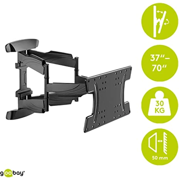 Goobay 49956 TV-Wandhalterung OLED FULLMOTION (L), 37" bis 70" (94-178 cm), vollbeweglich, schwenkbar/neigbar, 30 Kg, Vesa Standard, Schwarz – Bild 2