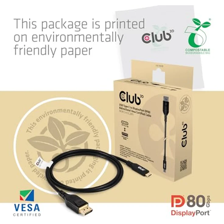 Club 3D CAC-2502 USB-C Verlängerungskabel, USB-C (m/w) 1 m, 48 V, 5 A, 8K60Hz Unterstützung, Schwarz – Bild 6