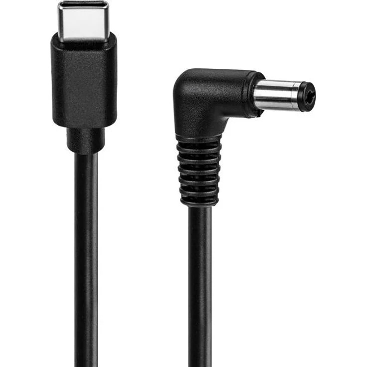 Goobay USB-C-auf-DC-Kabel 5 V/3 A, 0,5 m, schwarz, gerader und abgewinkelter Anschluss